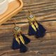 thumbnail image 1 of Pendientes de estilo étnico con borlas largas, personalidad y temperamento, pendientes Joker, gancho para la oreja de hoja dorada de estilo chino Características étnicas, 1 of 6