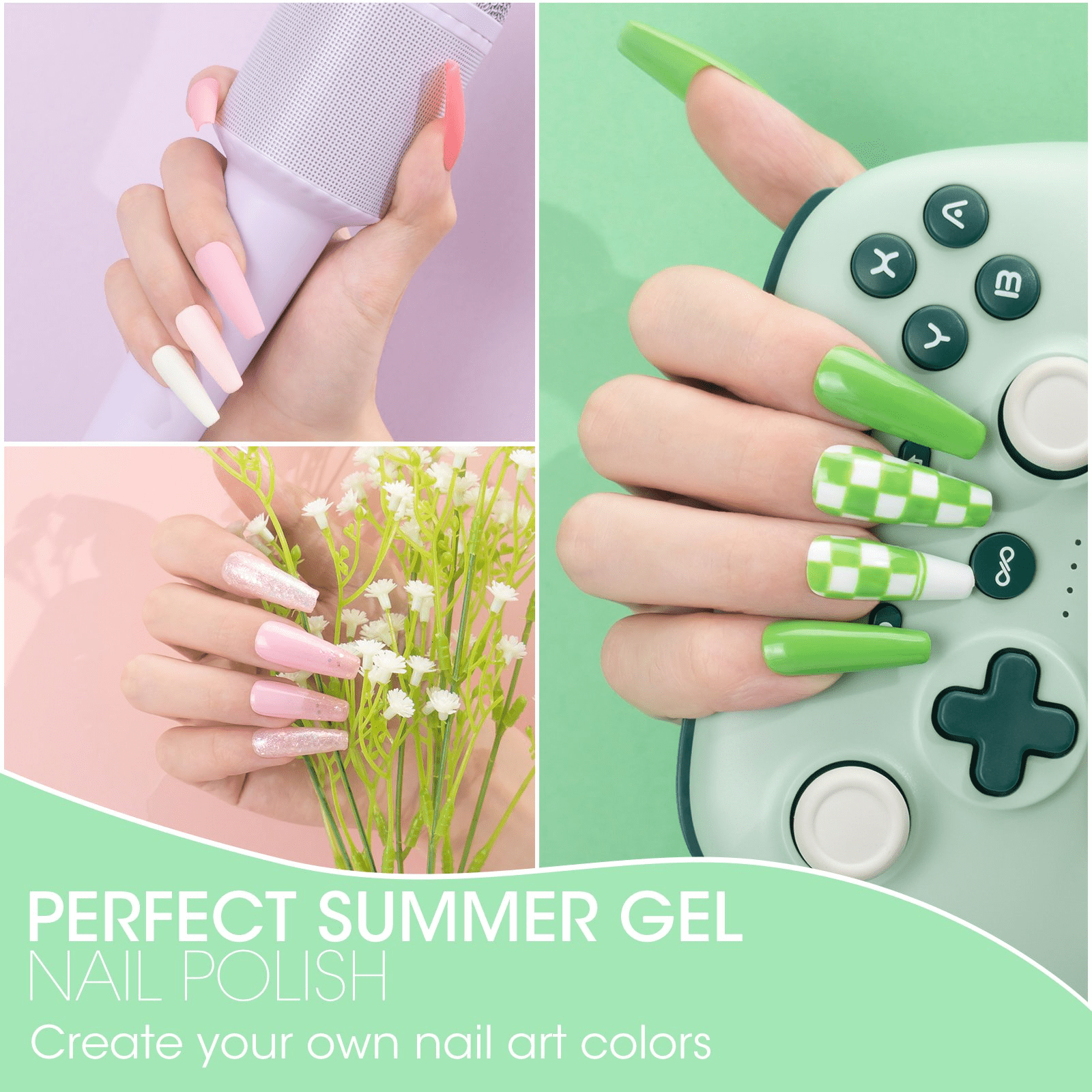 Perfect Summer Gel Nail Polish Kit, 20 Colors Gel Polish Macaron Fresh UV Nail Polish Gel Set with Glossy Base Top Coat Matte Coat, Manicure DIY Salon Nail Art Gift for Women Girls