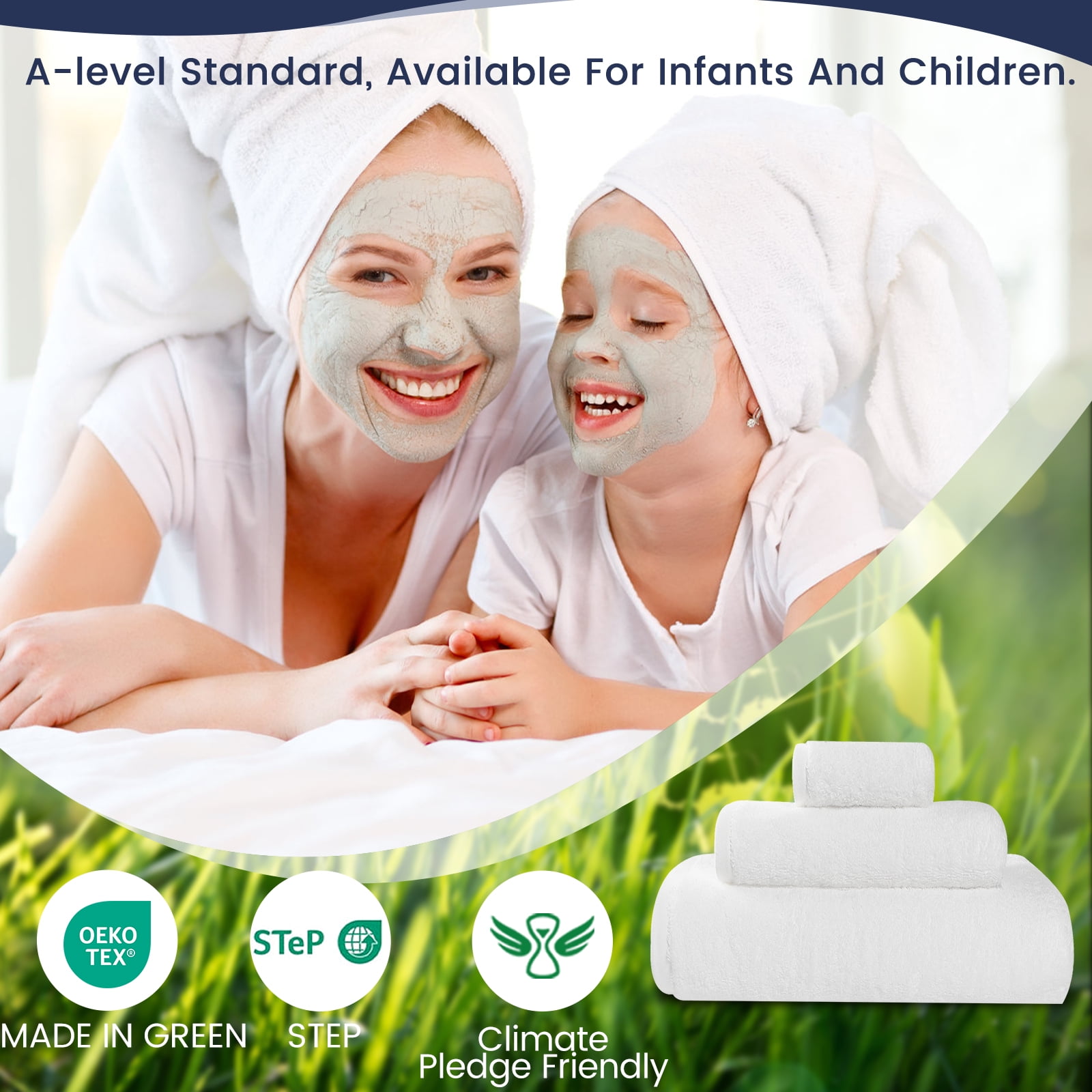 SEMAXE 18-Piece Luxury Cotton Bath Towel Set: 6 Bath Sheets (28x55in) + 6 Hand Towels (16x28in) + 6 Washcloths (13x13in) | Ultra Plush & Quick-Dry | Family Value Pack for Bathroom Essentials, White