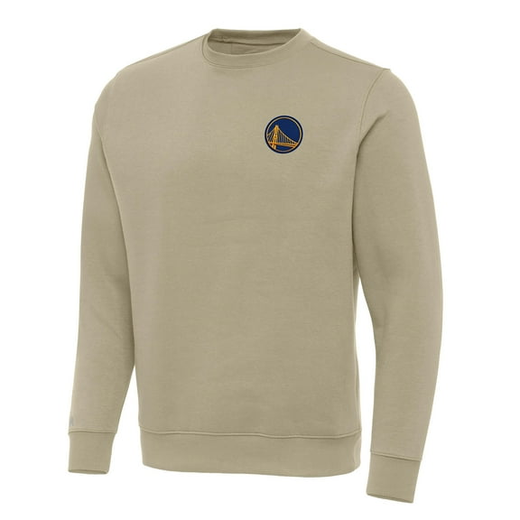 Men's Antigua Khaki Golden State Warriors Victory Crewneck Pullover Sweatshirt