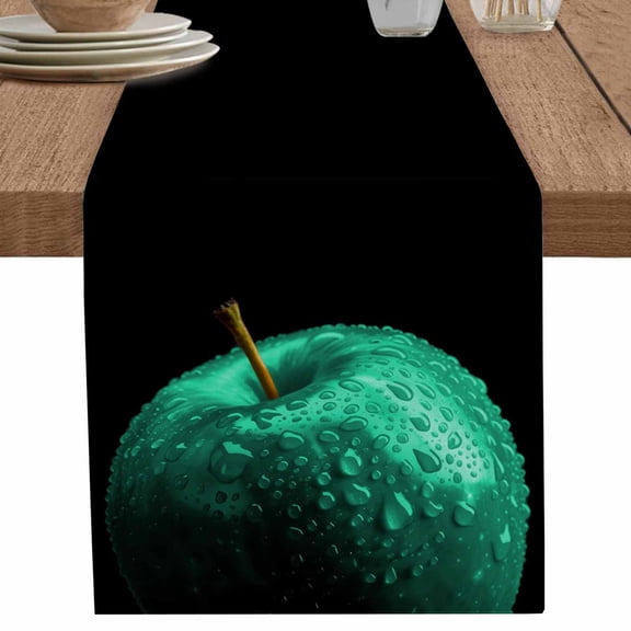 nqOlkjepod Green Fruit Table Runner 48 Inches Long Farmhouse Dress Scarves, Modern Minimalist Decor Black Background Dining Tablerunner for Coffee Table/Kitchen Island/Party Décor, 13" x 48"