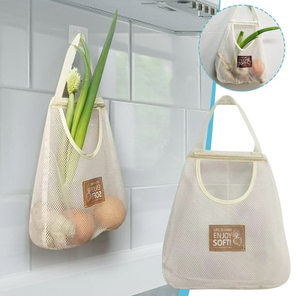 HongHeng Can Carry Fruit and Vegetable Net Bag Wall Hanging Household Storage Bag Portable Hollow Out Breathable Ginger Garlic Hanging Bag