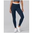 thumbnail image 5 of PISONIC Women 2 Piece Two-Piece Contrast Trim Yoga Set, Double Strap Square Neck Padded Sports Bra & High Waist Butt Lifting Full Length Leggings, Workout Gym Activewear Outfit, 5 of 8