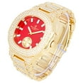 thumbnail image 4 of Charles Raymond Bigger is Better Oversized or Baguette Diamonds for The Luxurious Blinged Out Oblong Metal Mens Watch w/Cuban Bracelet- ST10316CE Cuban (ST10235VO Gold Bright Red), 4 of 8