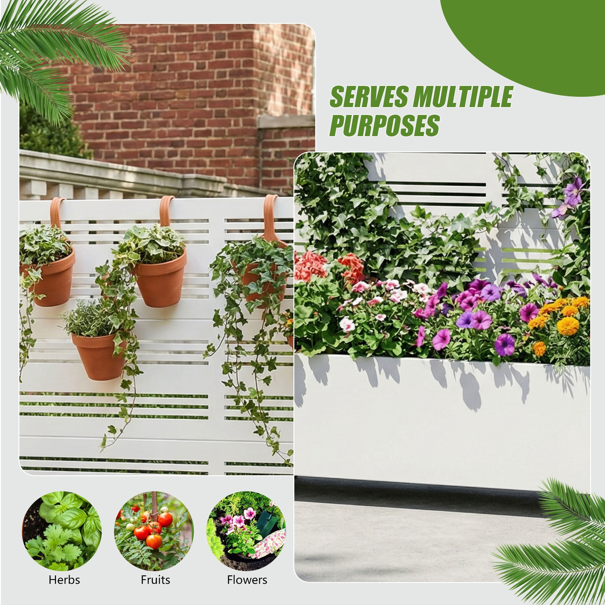 MAYEERTY 3 Panels Outdoor Metal Planter Box, Durable Weather-Resistant Planter, Decorative Metal Flower Box for Patio, Balcony, Garden
