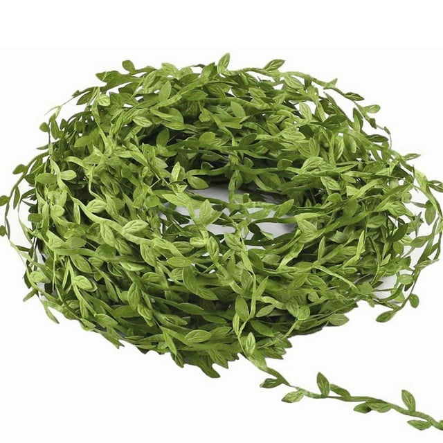 mmirethe Artificial Green Vine Leaves Garland Ribbon Craft Home Headband Making Leaf