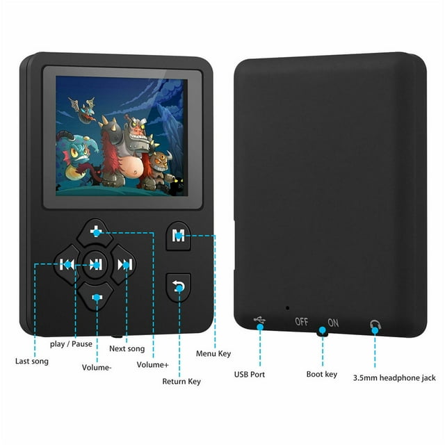 Mini Music Player with 1.8 Inch TFT Screen Portable Button Control Digital MP3 FM Sound Recorder, Black