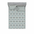 thumbnail image 2 of Ambesonne Geometric Fitted Sheet & Pillow Sham Set, Floral Leaf Petals, Twin, Pale Grey Blue, 2 of 3