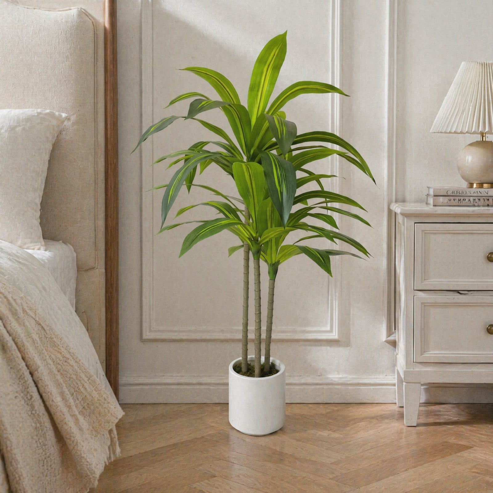 BEAUTYPEAK 3.6FT Artificial Dracaena Tree Fake Plants for Indoor Outdoor Decor, Upgraded White Pot