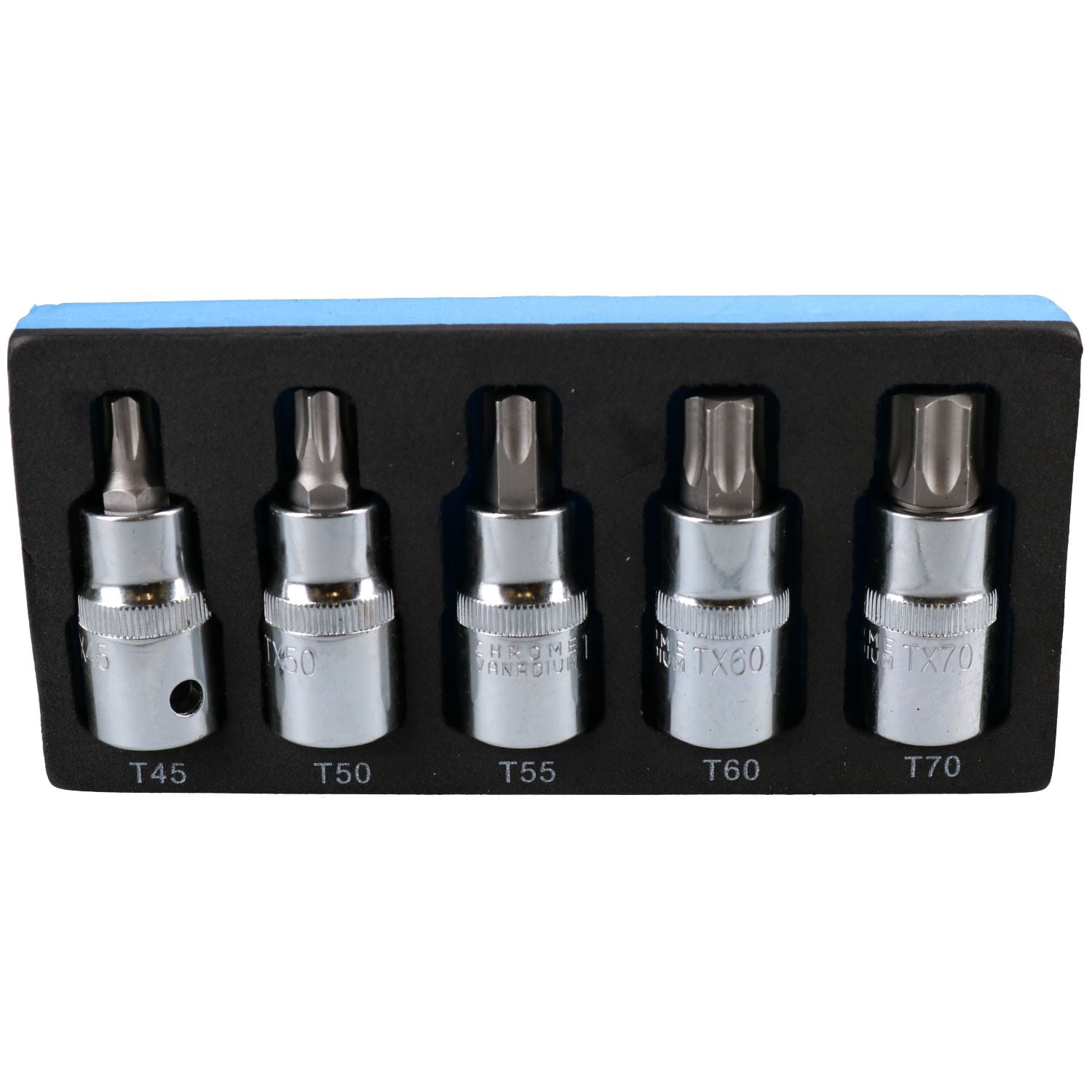 17pc E-Torx Impact Socket Set - Female Torx Sockets E5 To E24 For 3/8" & 1/2" Drive