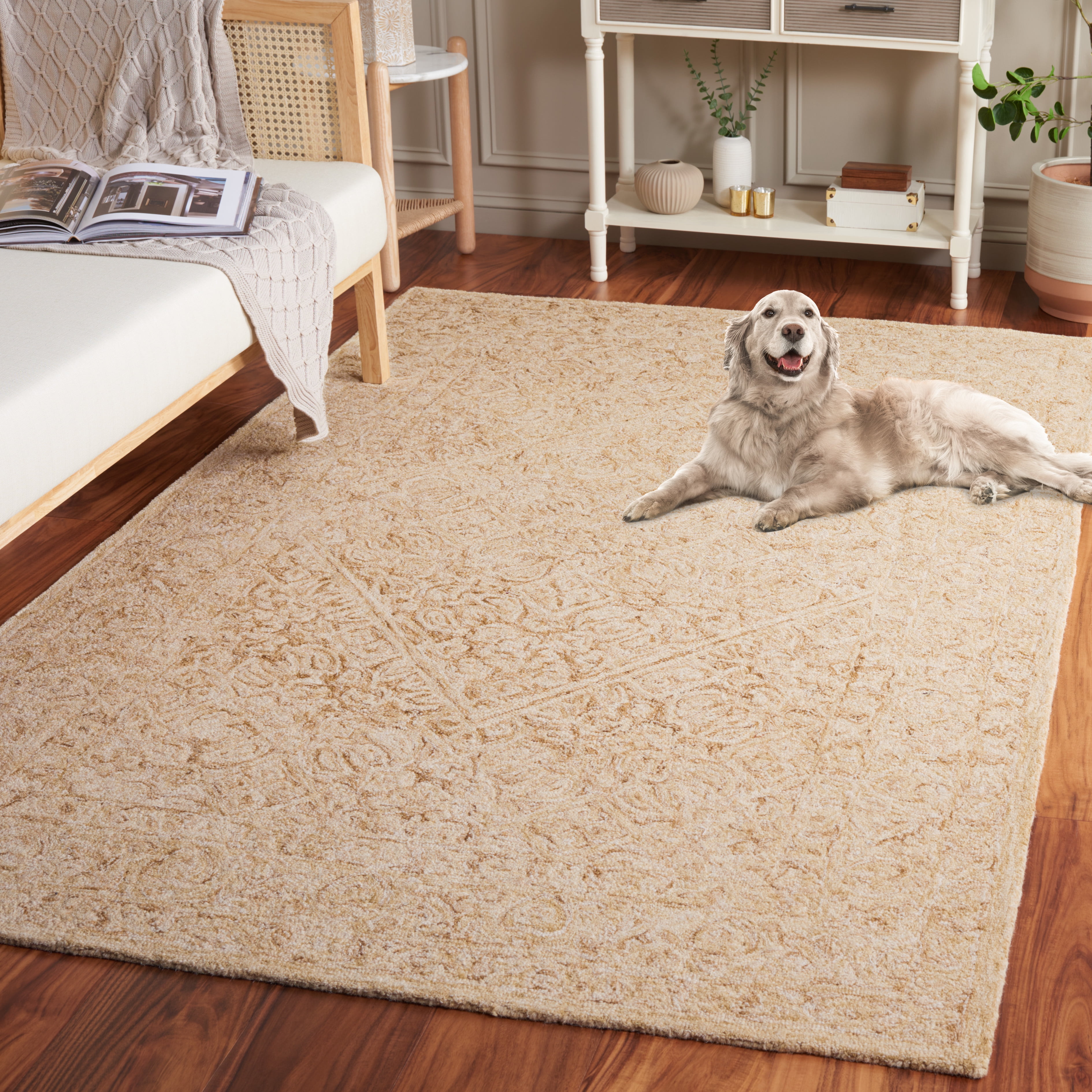 Safavieh Dip Dye Felicia Floral Area Rug, Gold/Ivory, 7' x 7' Square