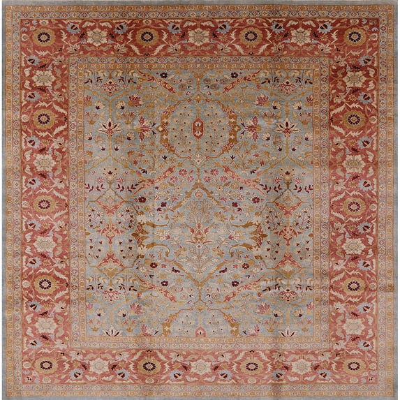Ahgly Company Indoor Square Mid-Century Modern Camel Brown Oriental Area Rugs, 7' Square