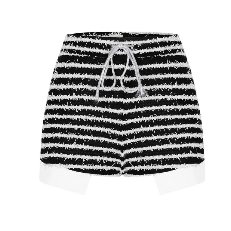 Womens Sexy Striped Fuzzy Hot Shorts Zebra Print Fitted Stacked