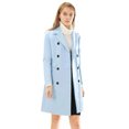 thumbnail image 1 of INSPIRE CHIC Women's Notched Lapel Collar Double Breasted Mid Length Overcoat, 1 of 6