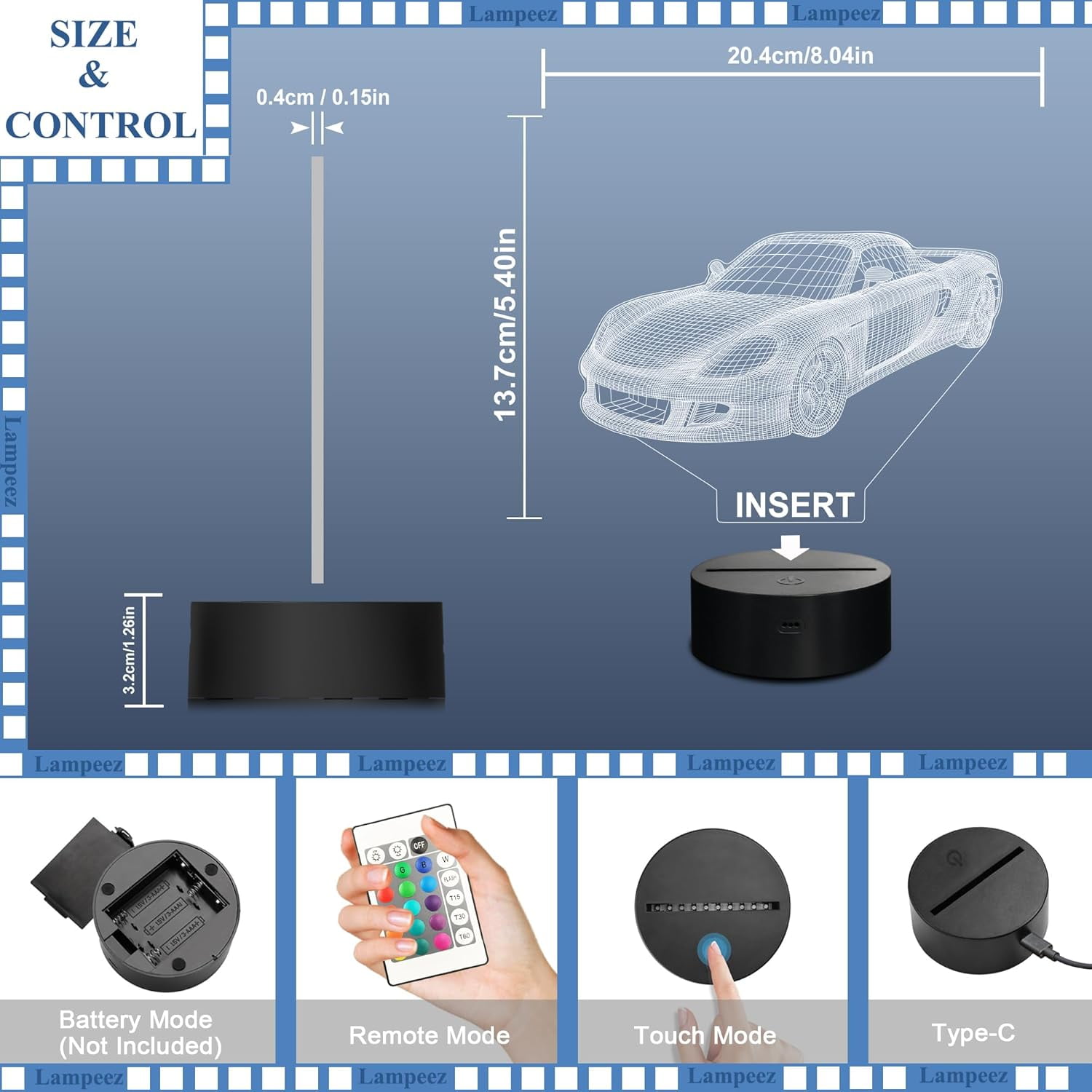 YSITIANNA 3D Car Lamp Night Light 3D Illusion lamp for Kids,Car,Truck,Tractor,Excavator,16 Colors Changing with Remote,Dimmable(4 Patterns) Kids Bedroom Decor Car Gifts for Boys Girls STNL#2405