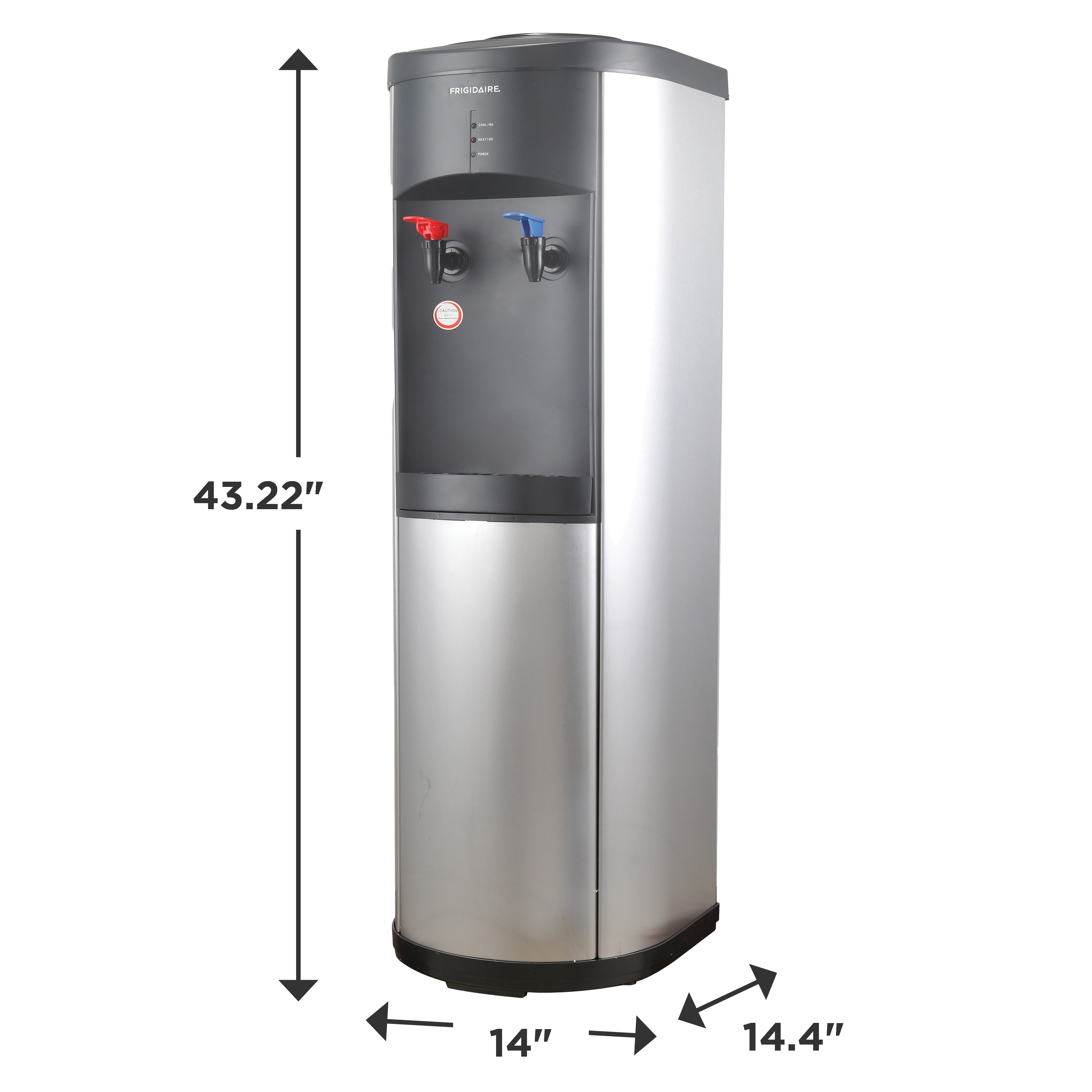 Frigidaire Top Load Hot & Cold Water Cooler Dispenser, Fits 3 and 5 Gallon Bottles, Stainless Steel