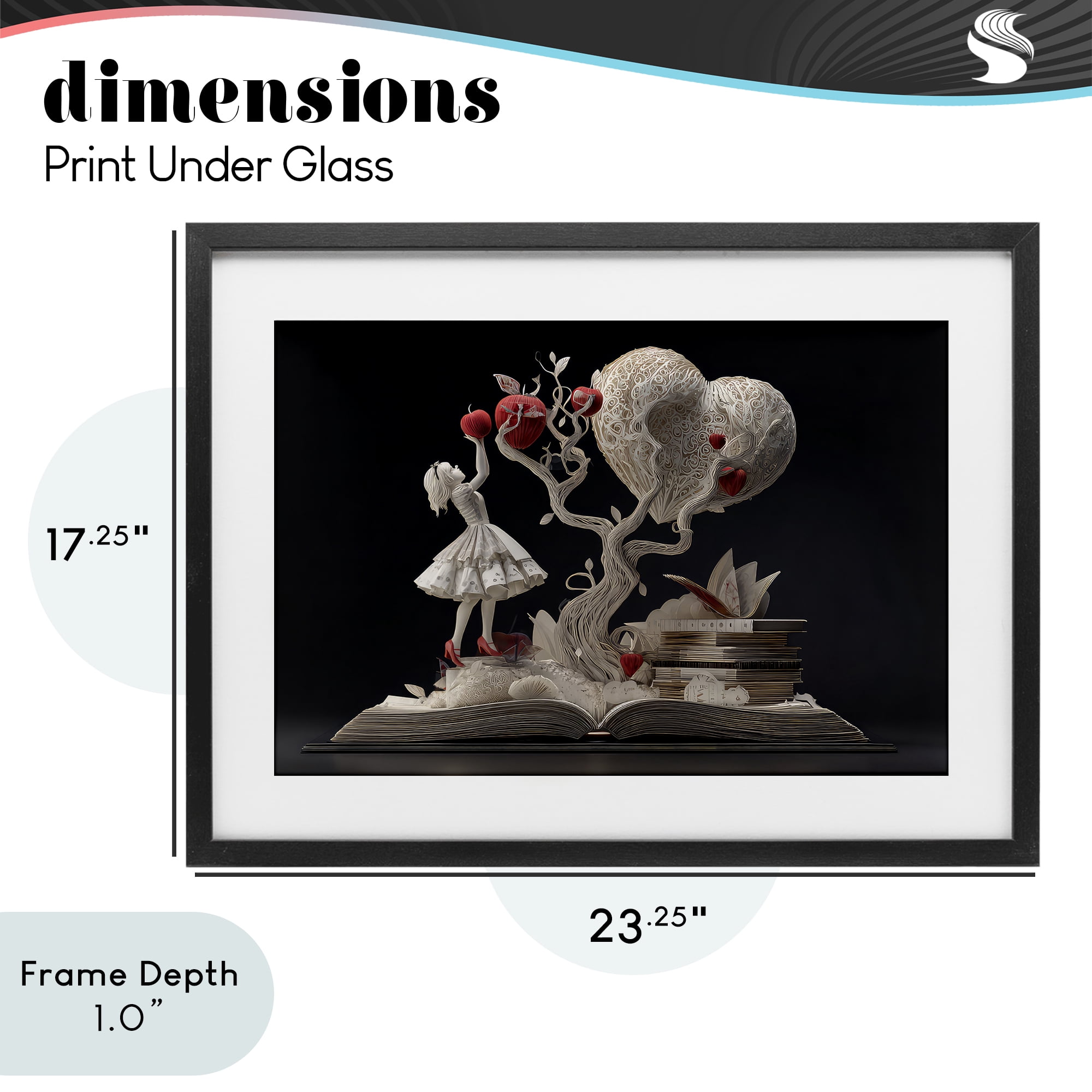 Stupell Industries Paper Sculpture Style Fairytale Black Framed Print Under Glass, design by The Wands Want