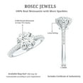 thumbnail image 6 of Rosec Jewels Round Moissanite Engagement Ring with Side Stones - 2 Carat Ring - 8 mm Round - D-VS1 Quality Certified, 10K White Gold, US 9.00, 6 of 9