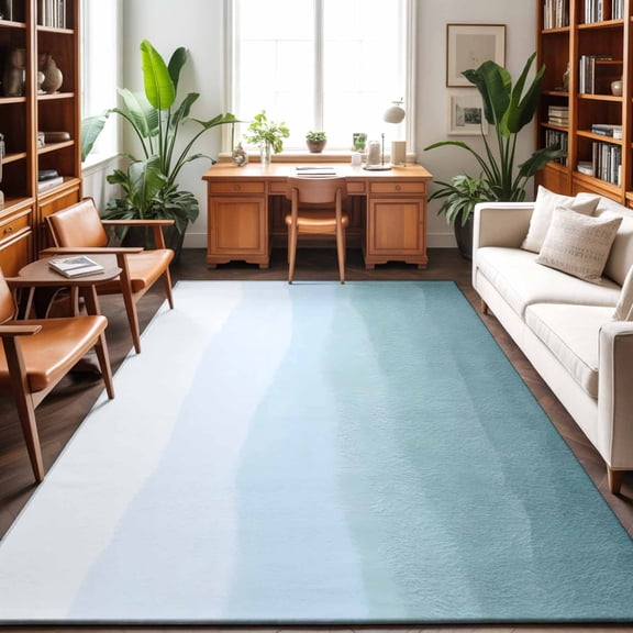 Area Rugs 3'x5', Coastal Wave Carpet Runner Indoor Outdoor Rugs Home Decor Aesthetic, Summer Ocean Nautical Beach Ombre Sky Blue Non Slip Mats Washable Accent Rug for Living Room Bedroom
