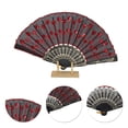 thumbnail image 3 of Unique Bargains 1 Pc Sequins Folding Fan for Masquerade Red Cotton Linen, 3 of 5
