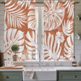 thumbnail image 2 of Palm Tree Monstera Kitchen Curtains 63 Inch Length, Amber Orange Leaf Boho Botanical Tropical Tiers Curtains for Living Room Berdoom, Light Filtering Drapes Window Treatment 2 Panels 42"Wx63"L, 2 of 9