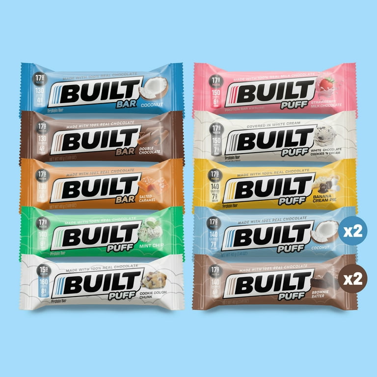 BUILT Bar Protein Bar, Gluten Free, Low Sugar, Variety Pack, 12 Ct Box