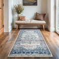 thumbnail image 4 of GLN Rugs Kumbet - Indoor, Machine Washable Area Rug 2'6"x6'6" Turkish Blue Home Carpet, All Ages, 4 of 8