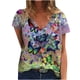 thumbnail image 2 of Pntutb moda mujer impresión cuello en V camiseta manga corta Casual camiseta tops blusa Pntutb Pntutb-4790, 2 of 5