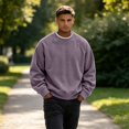 thumbnail image 6 of IAJDKMEK Men's Corduroy Crewneck Sweatshirt - Relaxed Fit Long Sleeve Pullover Top for Men, Casual Everyday Sweatshirt with Soft Texture,Light Purple 4XL, 6 of 7