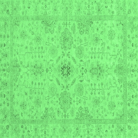 Ahgly Company Indoor Square Oriental Emerald Green Traditional Area Rugs, 4' Square