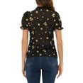 thumbnail image 3 of Allegra K Women's Elegant V Neck Button Front Floral Casual Shirt, 3 of 6