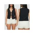 thumbnail image 2 of Rdhnmea Women Y2K Tie Front Tank Tops Solid Color Sleeveless V Neck Bow Tie Vest Tops Open Front Tank Tops Streetwear, 2 of 8