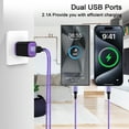 thumbnail image 4 of USB Wall Charger Block, Hootek 2.1A Dual Port USB Charger Block with 2Pack Android Charging Cord Type C Cable USB C Charging Cables 10ft USB Brick Charger Box Fast Charging Block for Samsung, Purple, 4 of 7
