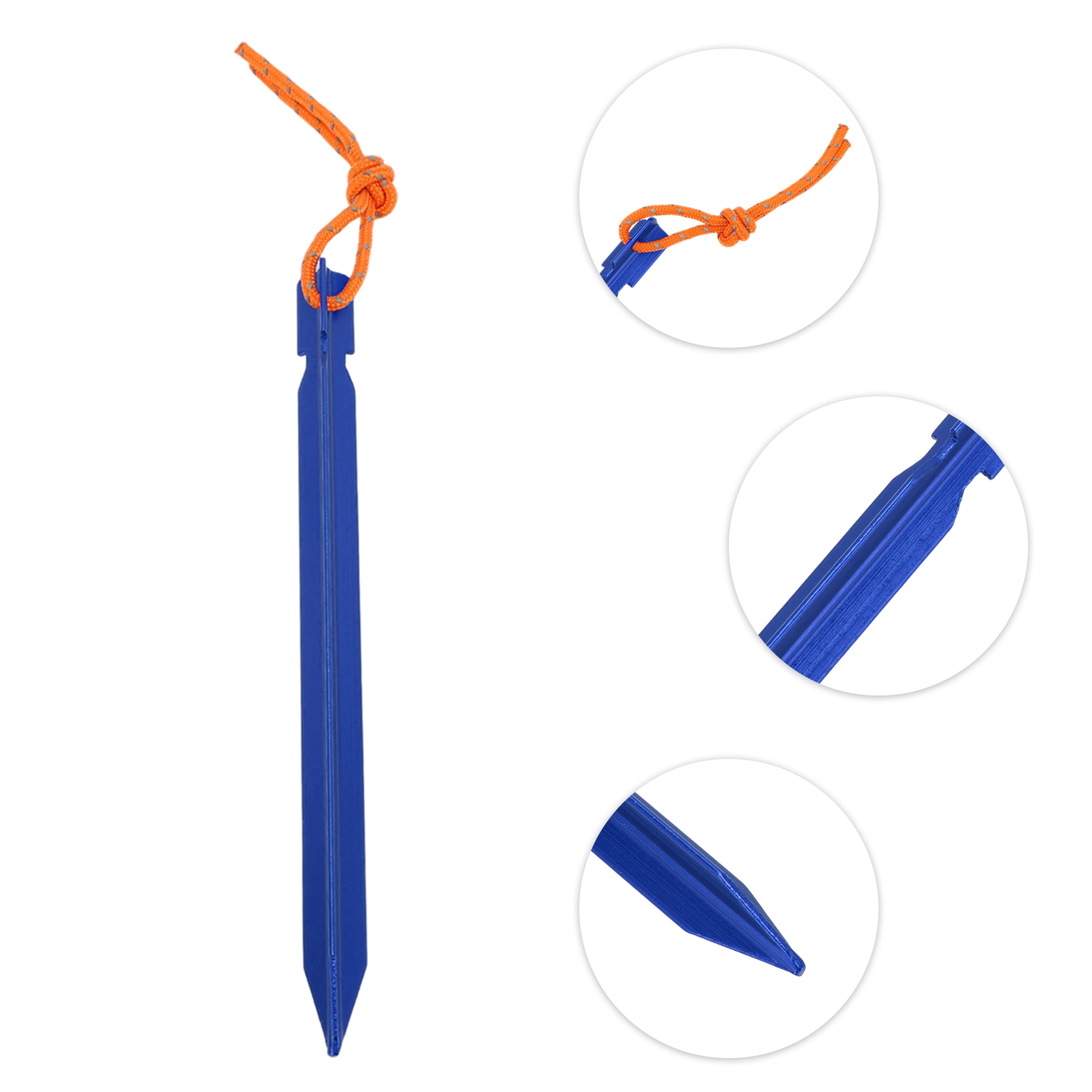 Unique Bargains 1 Set Reusable 10xNails 1xBag 4xRopes 4xDouble Eye Rivets Tent Pegs for Camping Dark Blue Aluminum Alloy Polyester Bag Nylon