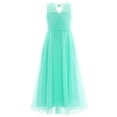 thumbnail image 2 of iEFiEL Kids Flowy Flower Girl Dress Cutout Back Wedding Birthday Party Dress Turquoise 14, 2 of 7