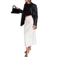 thumbnail image 3 of Women'S Stretch Denim High Waisted Jean Skirt with Frayed Raw Hem and Pockets White S, 3 of 9