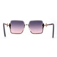 thumbnail image 2 of Womens Pearl Jewel Trim Upside Down Half Rim Rectangle Sunglasses Gold Black Pink, 2 of 4