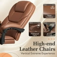 thumbnail image 4 of Homall Chaise de Bureau Réglable en Hauteur avec Massage, Chaise d'Ordinateur Inclinable Ergonomique en Cuir pour Cadre, Soutien 8 Heures, Conception Robuste, Brun, 4 of 8
