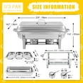 thumbnail image 4 of Jacgood 8 Pack Chafing Dish Rectangular Full Pan×4+Half Pan×2+1/3 Pan×2 Chafers Stainless Steel Catering Buffet Warmer Set for Parties,Events,Wedding,Dinner, 4 of 10