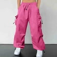 thumbnail image 2 of UVEASISHA Cargo Sweatpants for Men Big and Tall Casual Work Trousers Elastic Waist Wide Leg Jogger Pants Lightweight Quick Dry Hiking Pants with Drawstring Ankle Hot Pink L, 2 of 7
