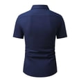 thumbnail image 5 of USNSM Men's Regular Fit Cotton Business Casual Shirt Solid Color Short Sleeve Turndown Collar Button Down Dress Shirts Blue L, 5 of 5