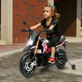 thumbnail image 3 of Gymax 12V Licensed Kids Ride On Motorcycle w/ Headlight Training Wheel Red, 3 of 9