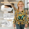 thumbnail image 6 of Xoenoiee Butterfly Sunflower Leopard Print Girl's Long Sleeve Shirts Tie Front Knot Tops Tee Crew Neck T Shirt Pullover Tunic Sweatshirt for Beach Vacation, 5-6 Year, 6 of 7