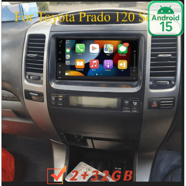 Car Stereo Radio for Toyota Prado 120 Series, Android 15 , 7 Inch Touchscreen Radio with Wireless CarPlay & Android Auto, 2+32GB, Includes AHD Backup Camera & Microphone