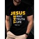 thumbnail image 1 of [Cristiana|Gráfica] Ligera | Camiseta informal cristiana gráfica para hombre - Manga corta, cuello redondo, "Jesús es el Camino, la Verdad, la Vida" | Camisa con un toque llamativo, corte cómodo, est, 1 of 5