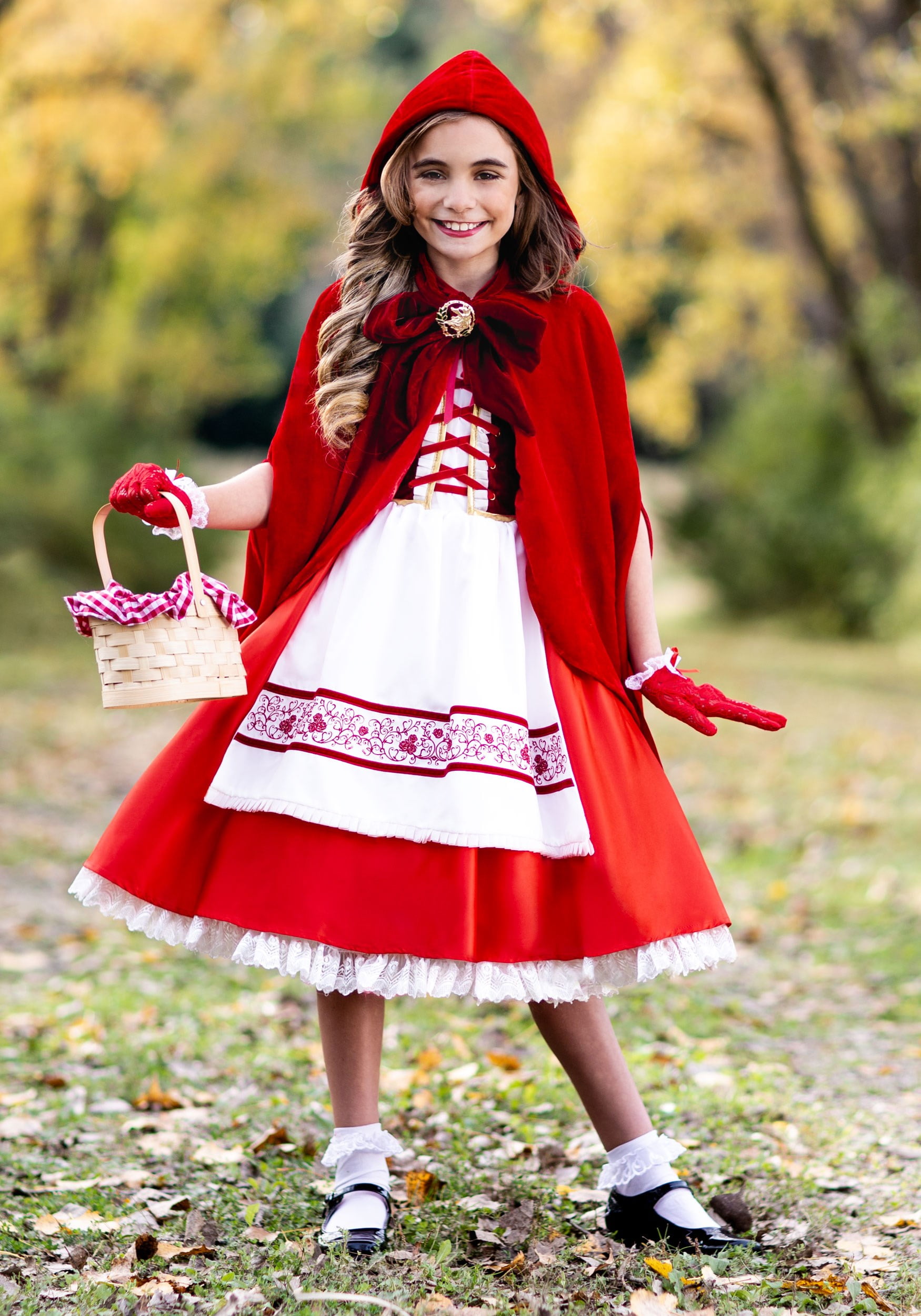 NEW Girls Sz S Little Red Riding Hood Costume 2 Pc Dress Hooded Cape Small 4-6 