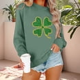 thumbnail image 2 of XIAOCHA Womens Rhinestone Shamrock Print Crewneck Sweatshirt Drop Shoulder Graphic Long Sleeve Pullover Lightweight Daily Wear Sweatshirt, 2 of 6