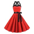 thumbnail image 3 of Jamsmile Womens Rockabilly Dress Summer Halter Polka Dot Strapless High Waist Vintage Hanging Neck Dress, 3 of 5