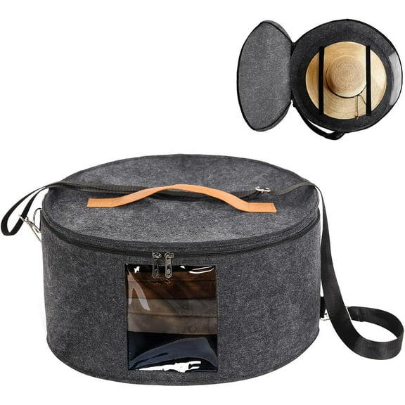 Hat Box, 15.7x7.8x15.75in, Foldable Storage Box with Lids for Women & Men, Travel Hat Boxes for Storage, Dark Gray