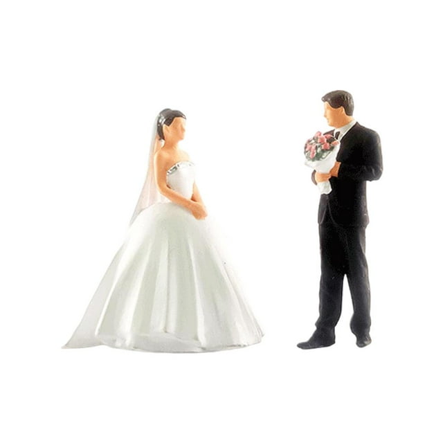 Milaget 2x 1/64 Model Characters Miniature Resin Wedding Doll Street Building Sand Table White Black